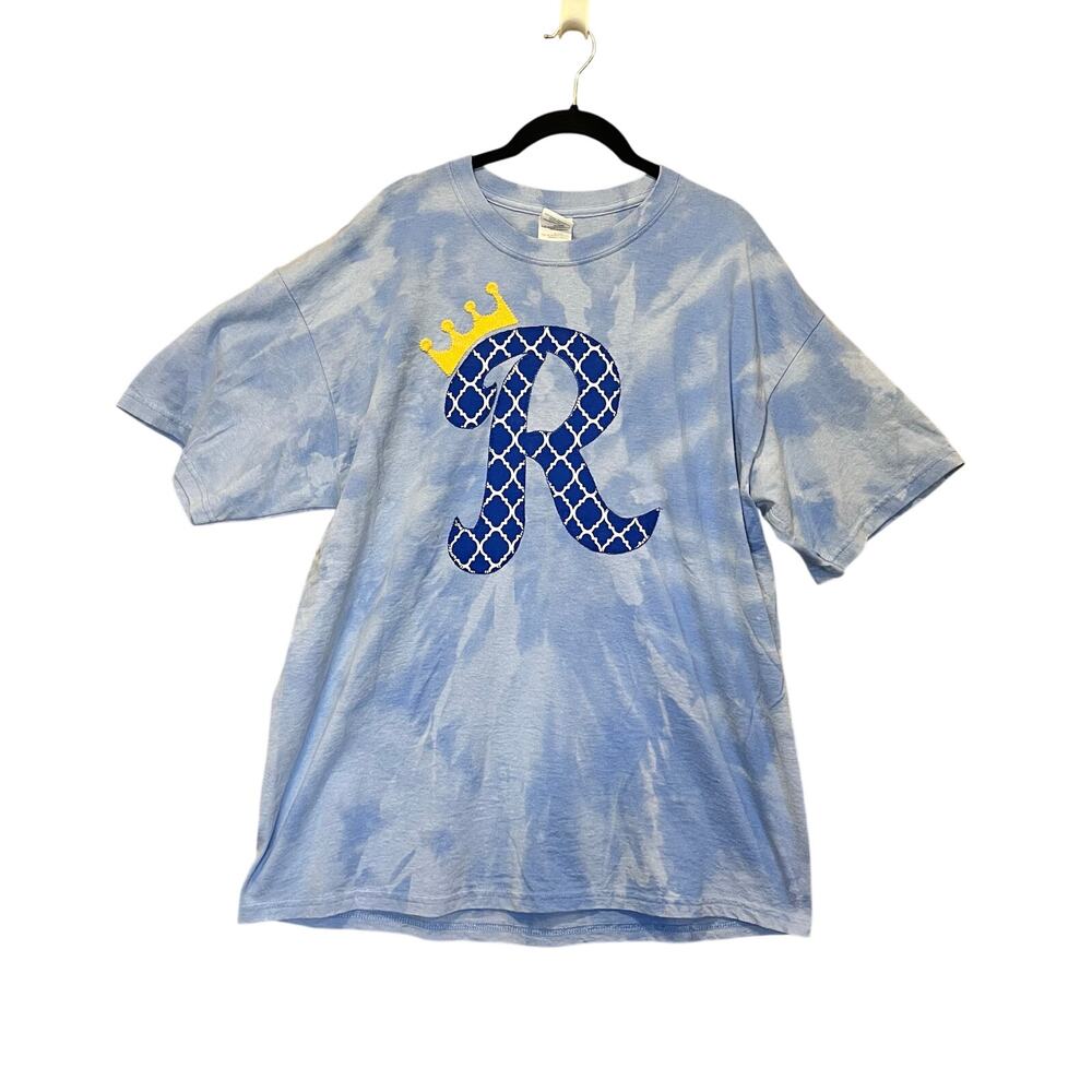 Custom Kansas City Royals Style Tie Dye Tee Crown R Applique Gildan XL Unisex